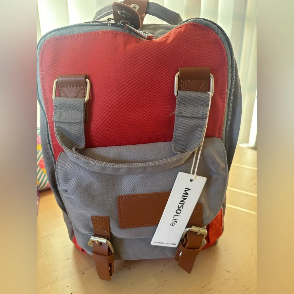 MINISO Life Red & Gray Mini Backpack – New with Tag